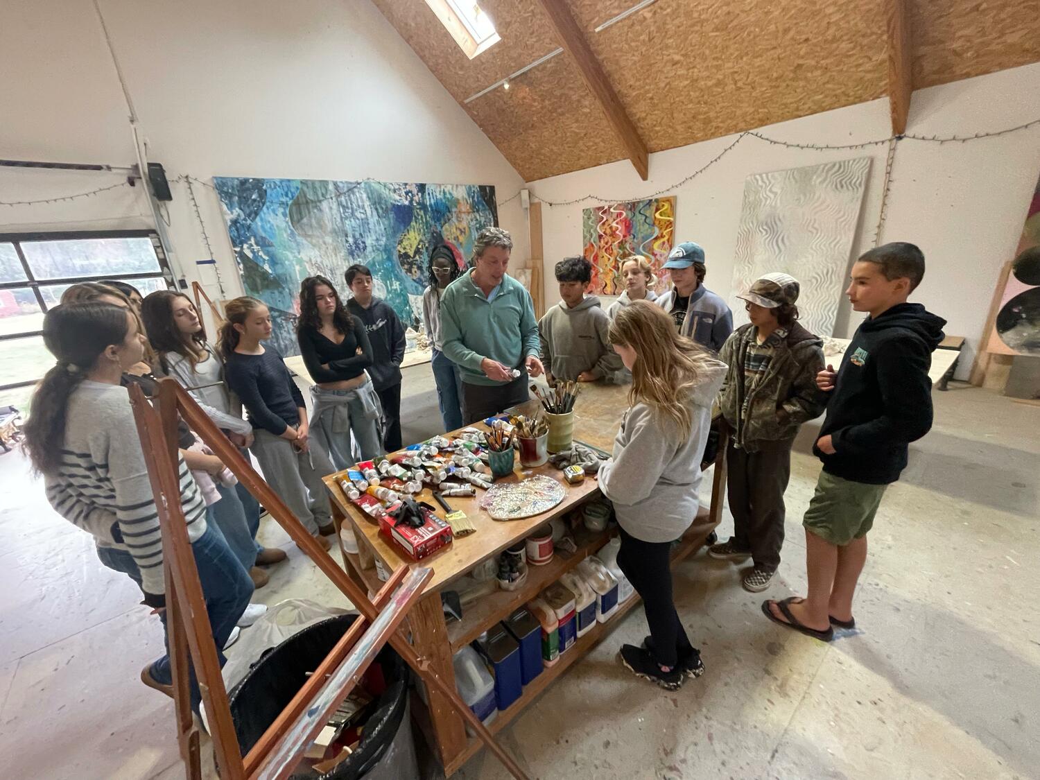 The Hayground School's senior learners were recently treated to a trip to the studio of artist and teacher Perry Burns, where they learned about his process and his life as a professional artist. COURTESY HAYGROUND SCHOOL