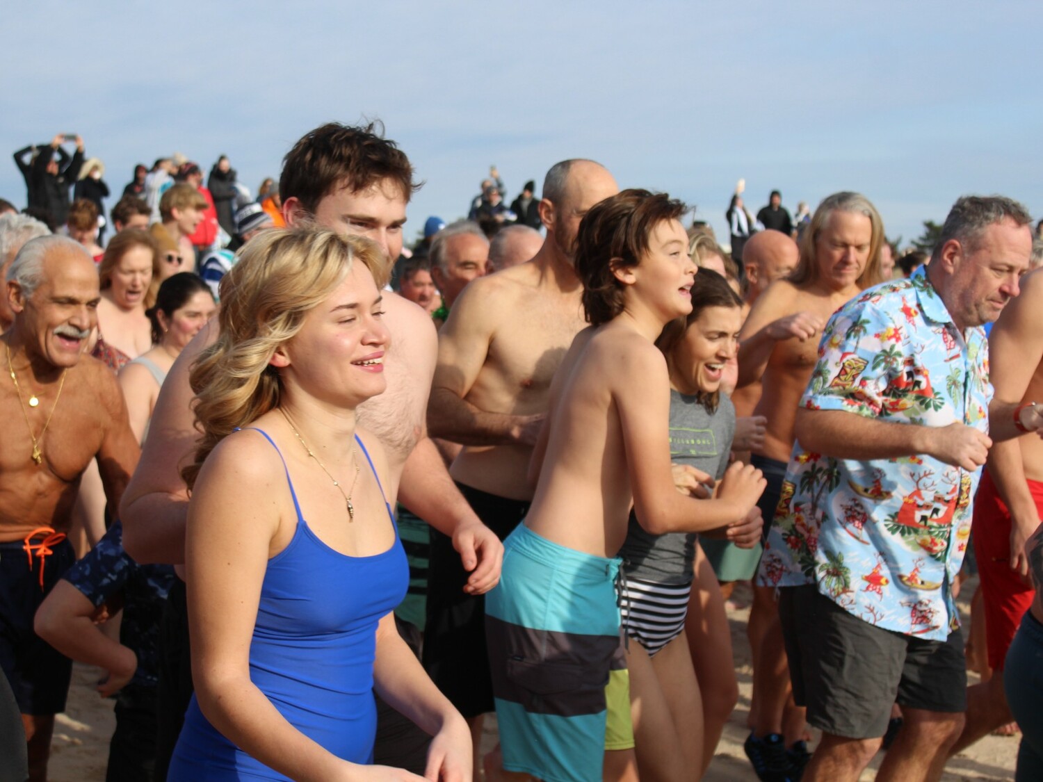 The Polar Bear Plunge at Coopers Beach on Saturday.  LEE MEYER