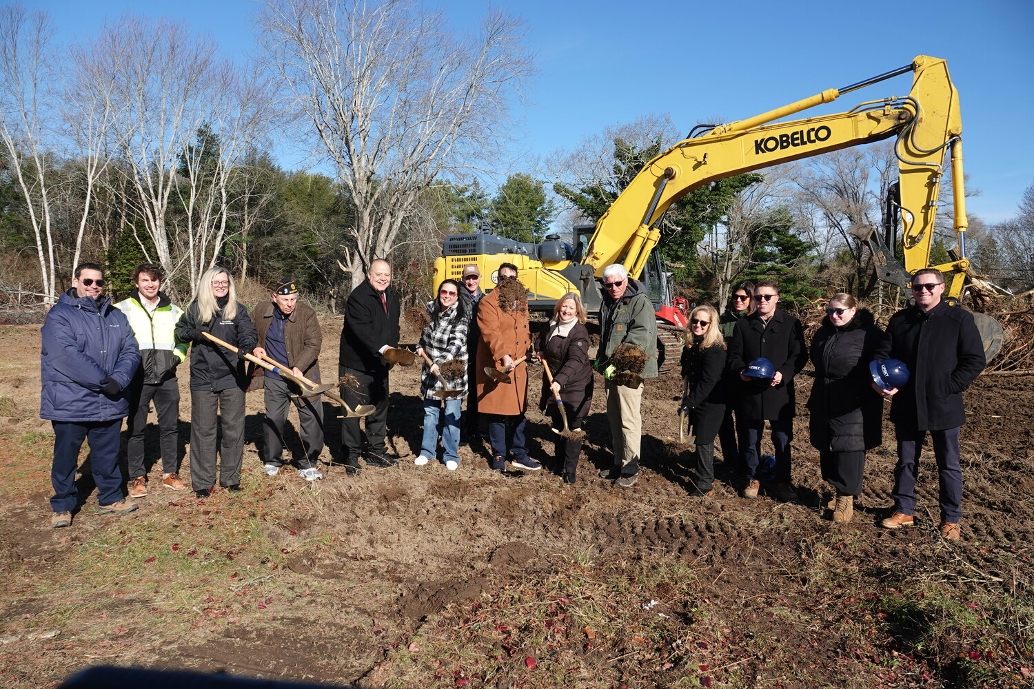 Town officials held a ceremonial groundbreaking on Wednesday, December 3, for the Westhampton Community Center on Mill Road. The foundation for the building will be formed this month and project managers hope to have the building ready for use by the end of 2026. MICAHEL WRIGHT