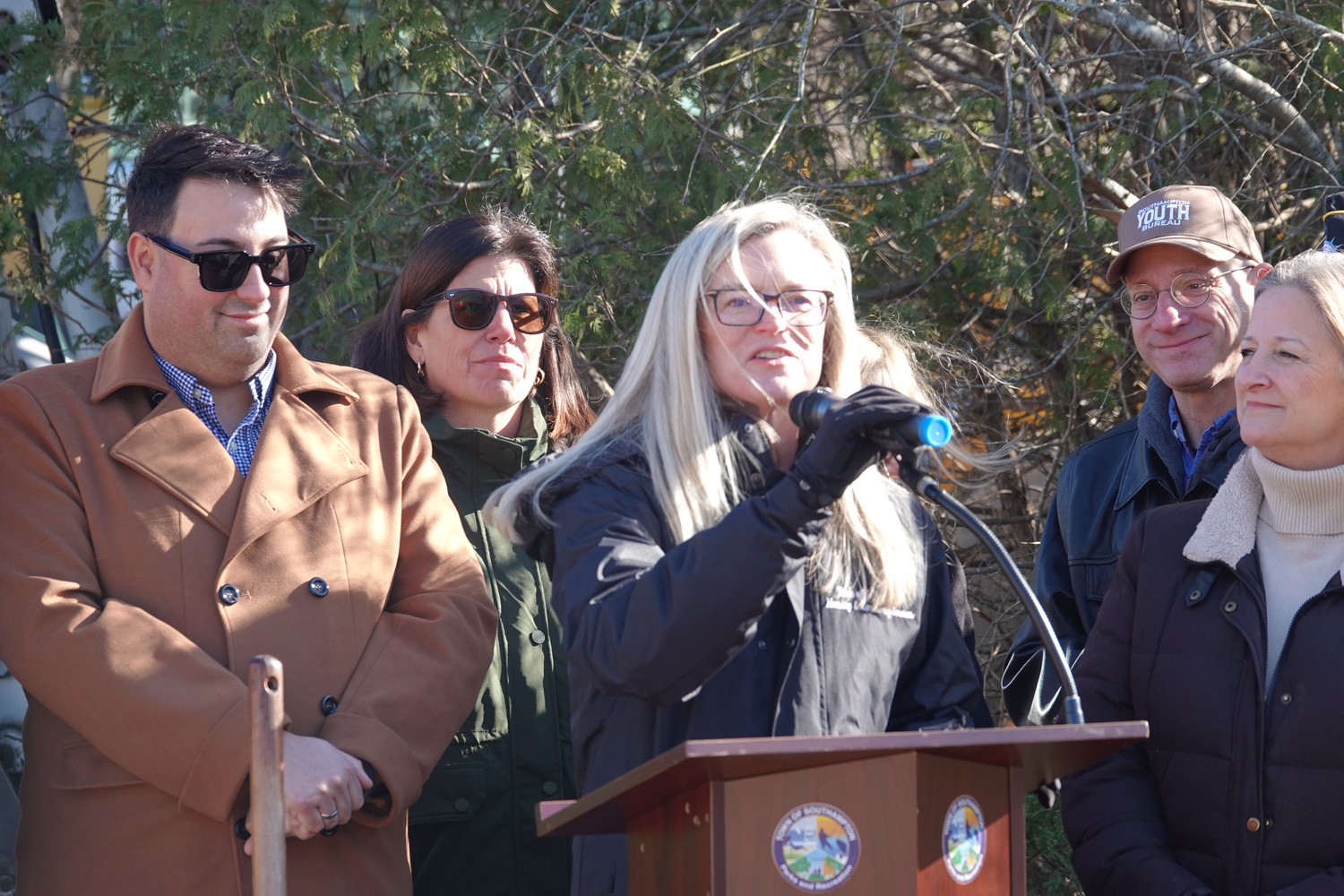 Town officials held a ceremonial groundbreaking on Wednesday, December 3, for the Westhampton Community Center on Mill Road. The foundation for the building will be formed this month and project managers hope to have the building ready for use by the end of 2026. MICHAEL WRIGHT